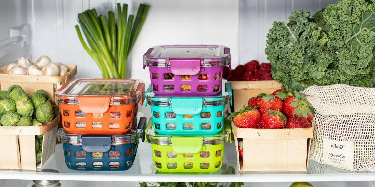 green and pink plastic container